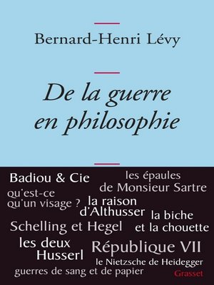 cover image of De la guerre en philosophie